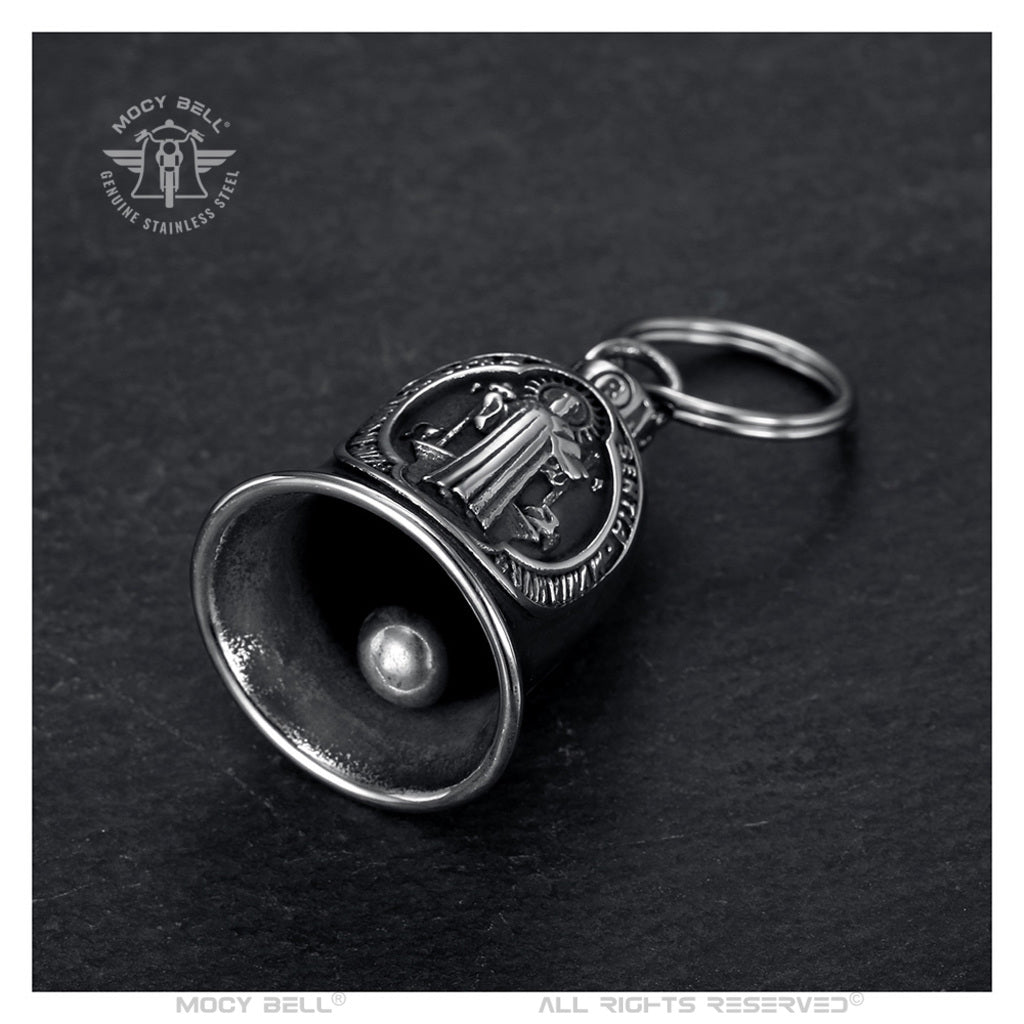 MocyBell Saint Benedict Motorcycle Bell in Stainless Steel – Biker Lucky Charm, Spiritual Protection, and Elegance for Riders