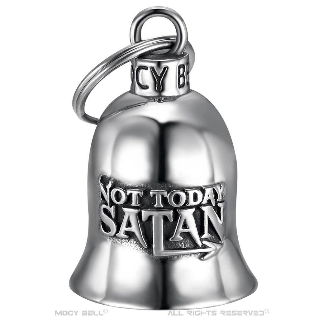 MocyBell "Not Today Satan" Motorcycle Bell – Stainless Steel Biker Good Luck Charm | Road Protection and Bold Style