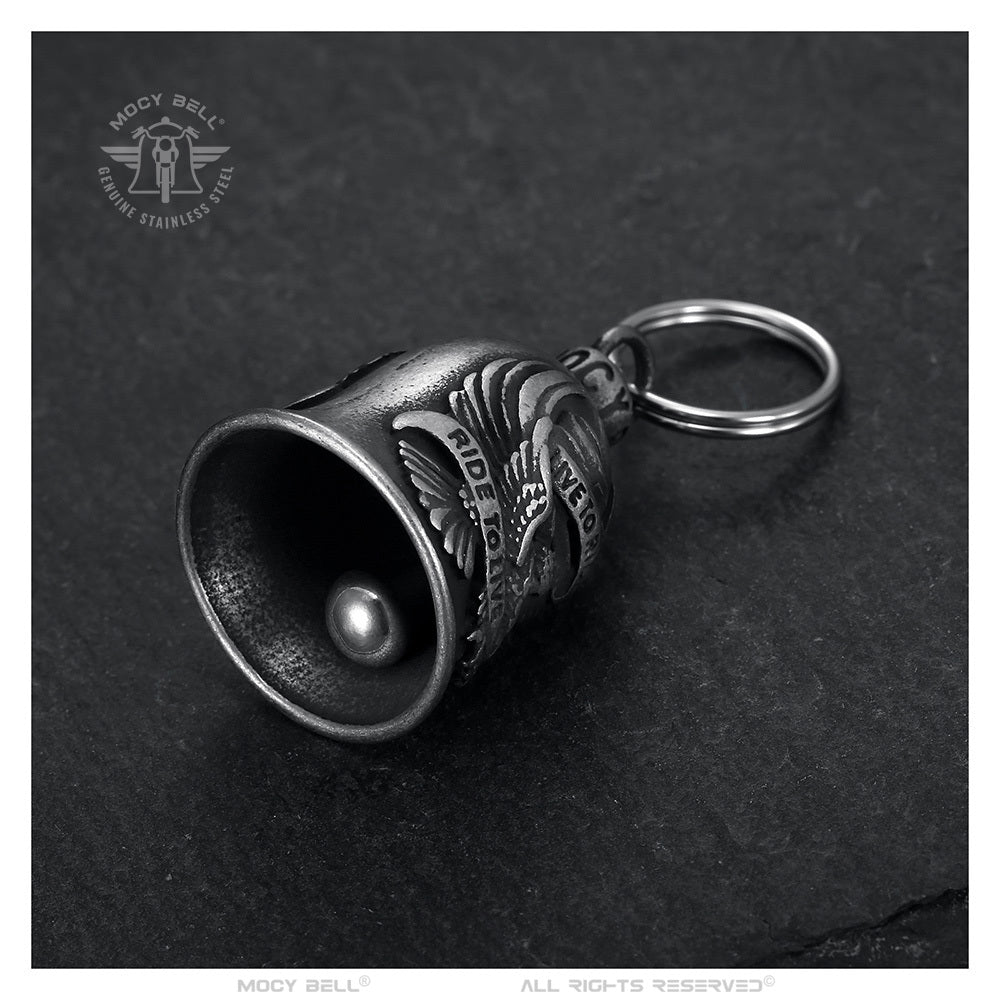 Motorradglocke Mocy Bell Adler US | Vintage Biker Glücksbringer aus Edelstahl Live To Ride