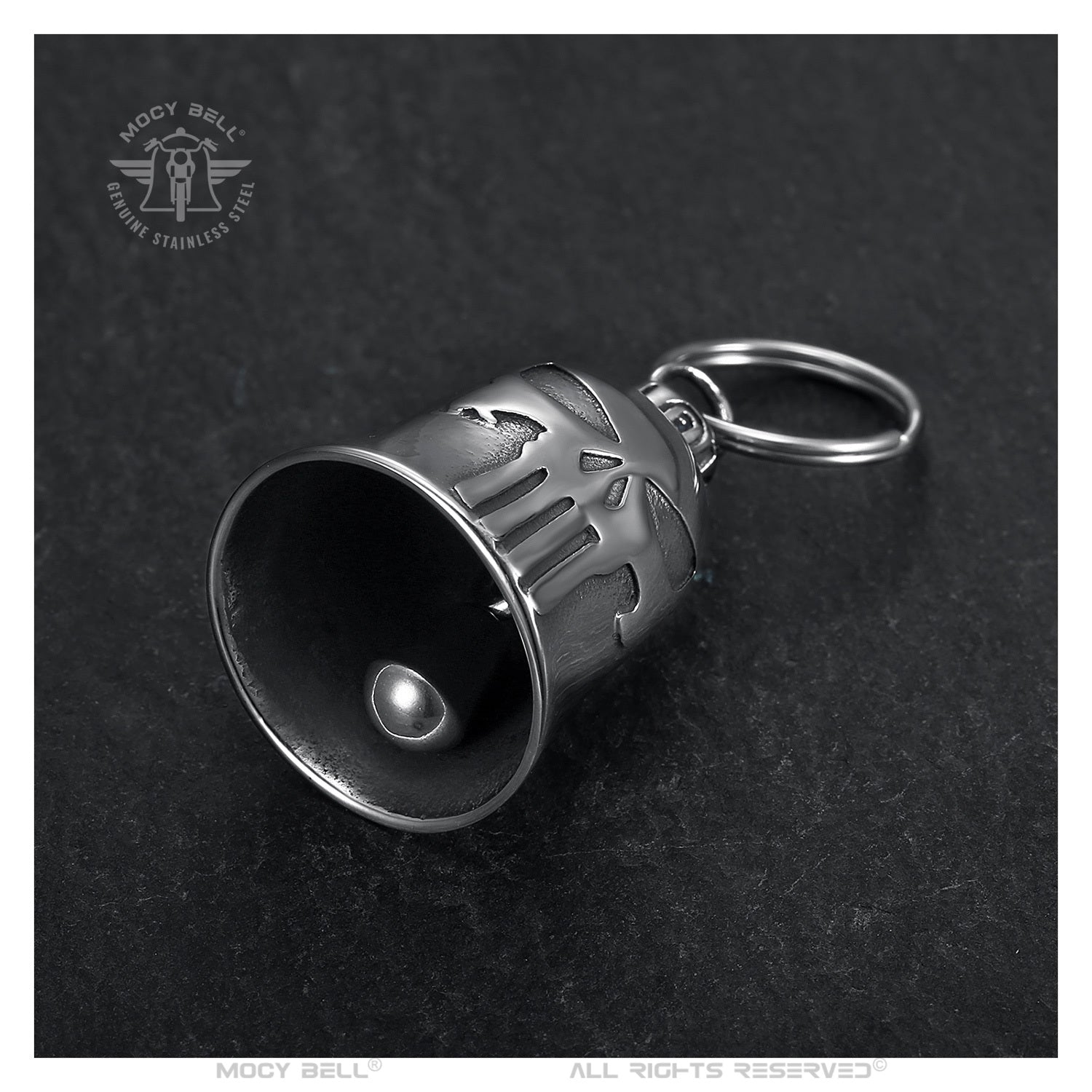 Motorcycle Bell Mocy Bell The Punisher in High-Quality Stainless Steel – Biker Good Luck Charm