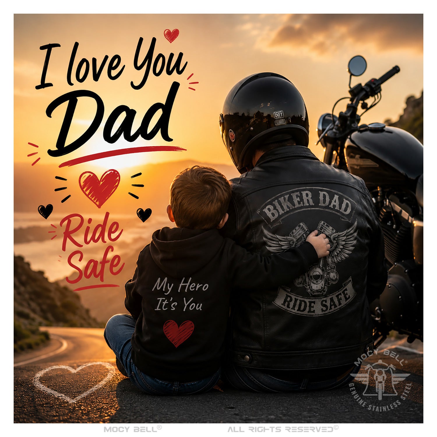 Clochette Moto I Love You Dad - Guardian Bell pour Papa Motard