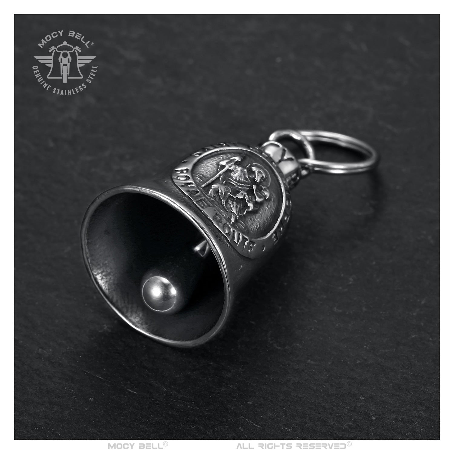 Intérieur clochette moto Saint Christophe avec bille en acier inoxydable porte-bonheur