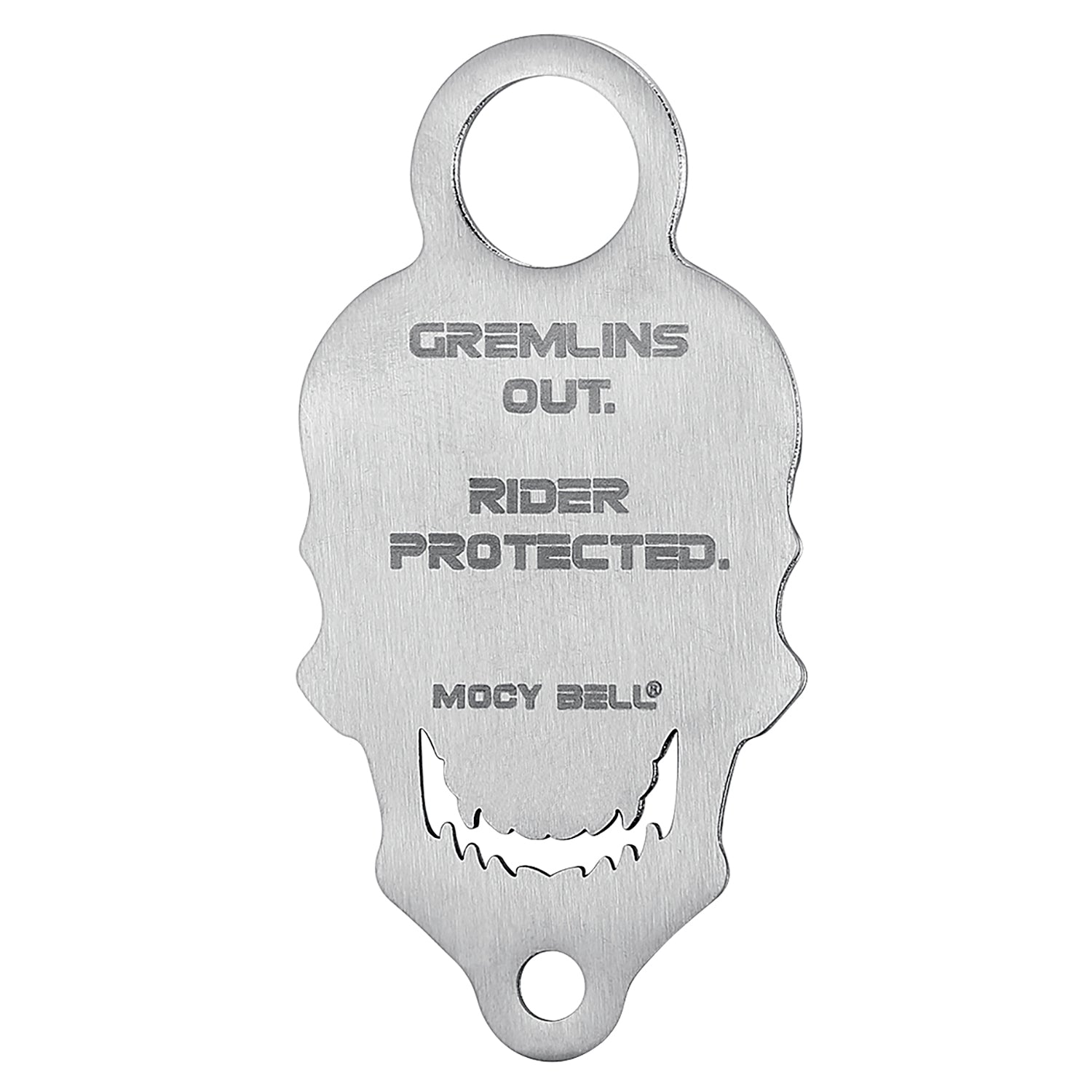 Support clochette moto Skull argenté mat avec relief détaillé du crâne