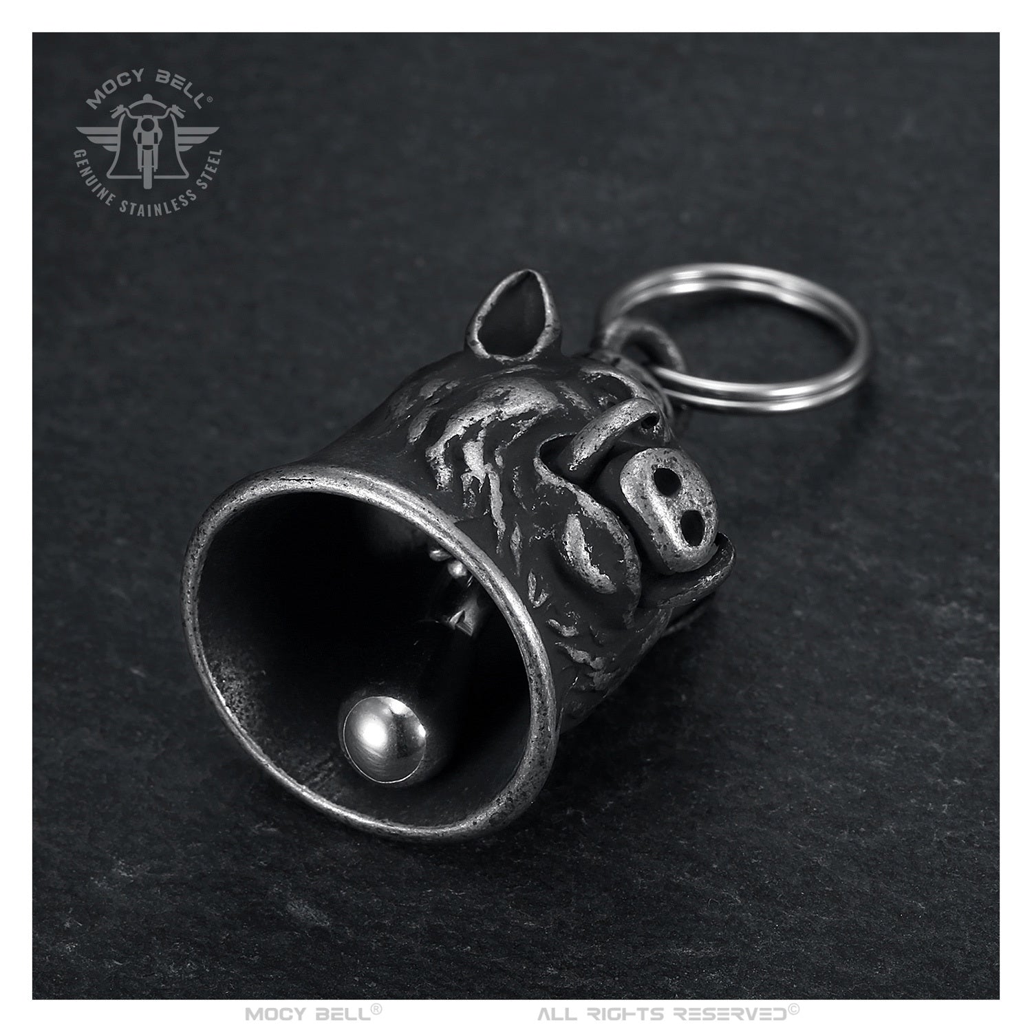 Intérieur de la clochette moto Sanglier Patriote Wild Boar Power avec battant en acier 316L