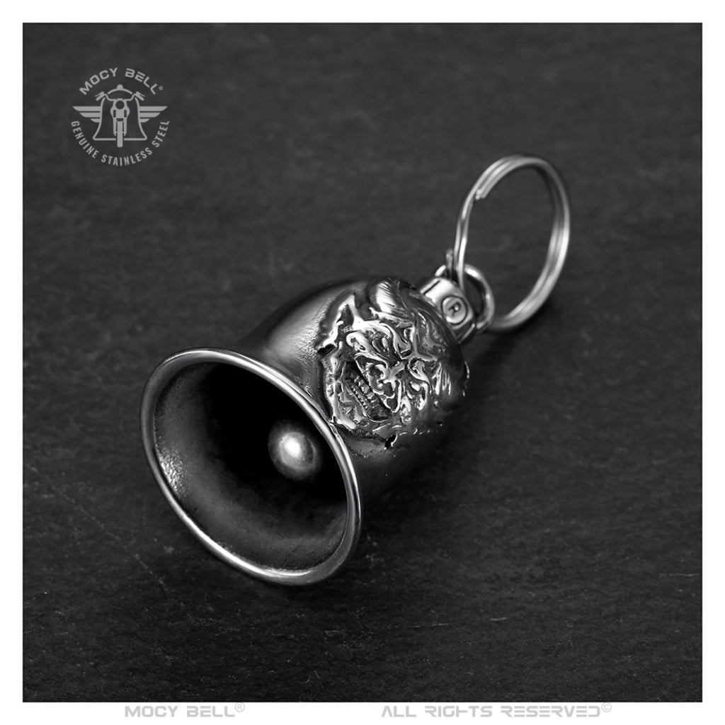 Clochette moto MocyBell “Not Today Satan”, porte-bonheur en acier inoxydable pour motards, alliant protection et style unique sur la route.