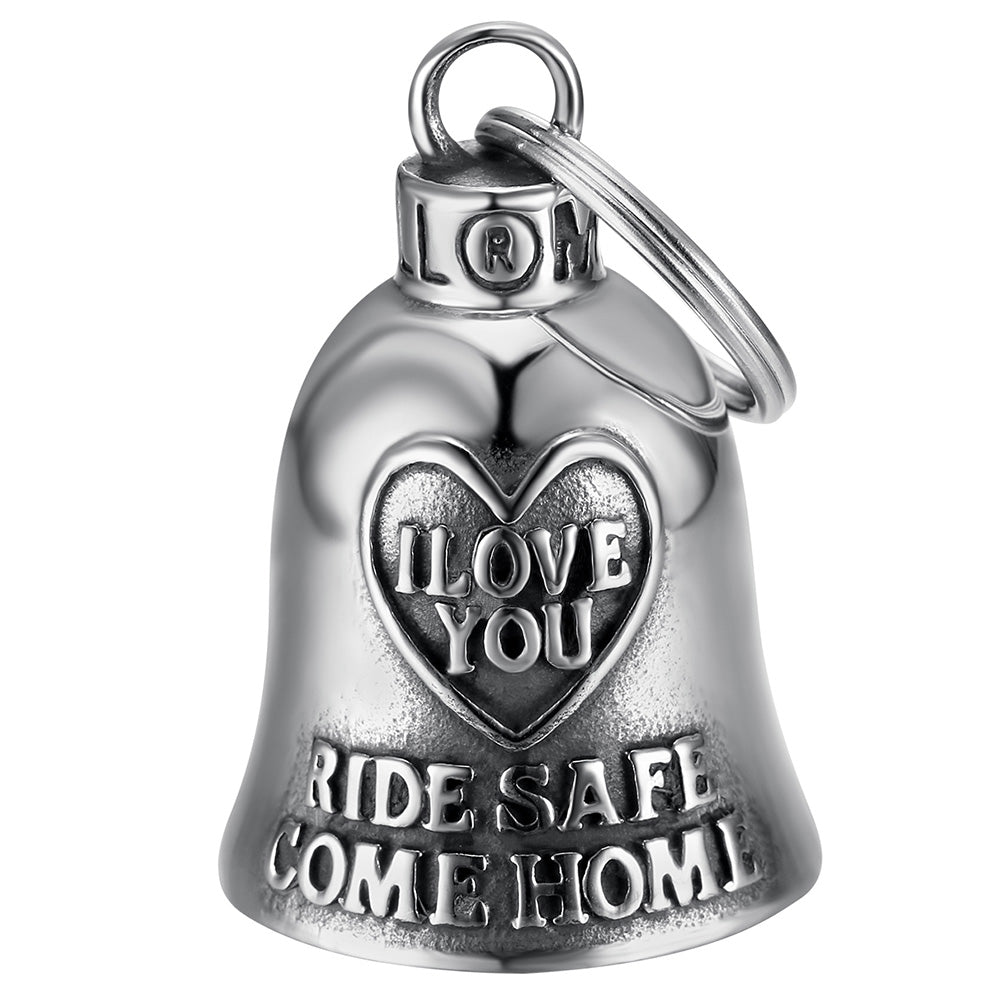 Campanilla Moto Mocy Bell – I Love You Ride Safe Come Home | Amuleto de la suerte en Acero Inoxidable