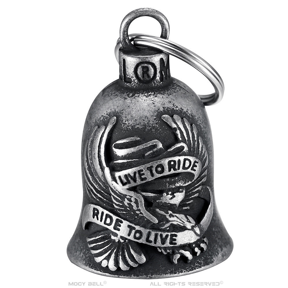 Mocy Bell Motorcycle Bell US Eagle | Vintage Biker Lucky Charm in Stainless Steel Live To Ride