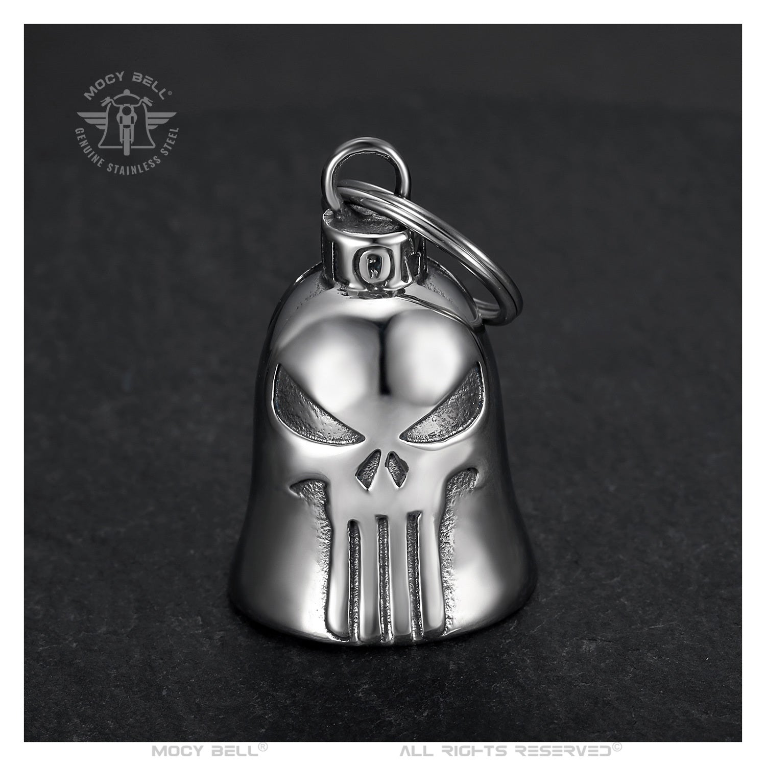 Motorcycle Bell Mocy Bell The Punisher in High-Quality Stainless Steel – Biker Good Luck Charm