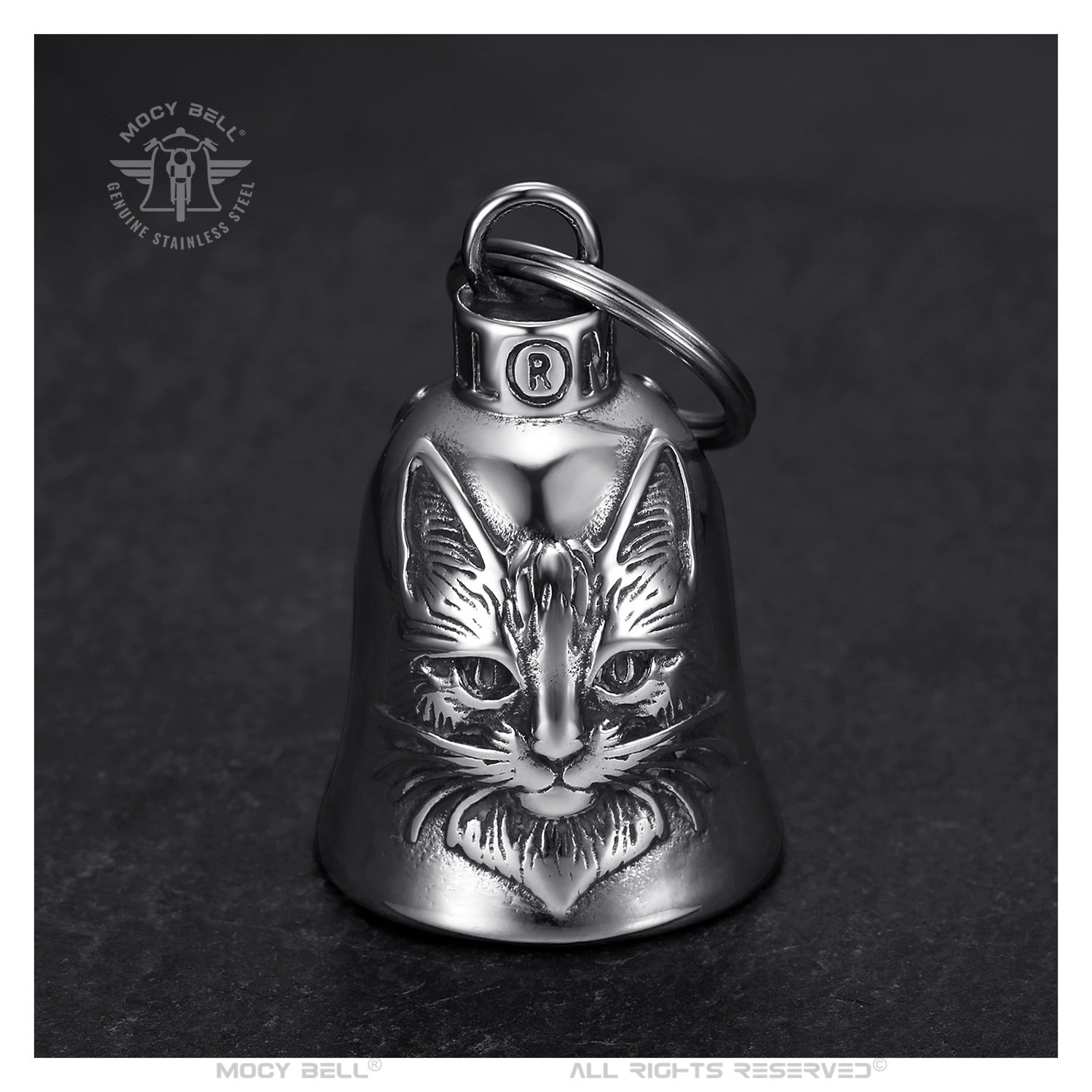 Clochette Moto Mocy Bell Chat - Porte-Bonheur en Acier Inoxydable