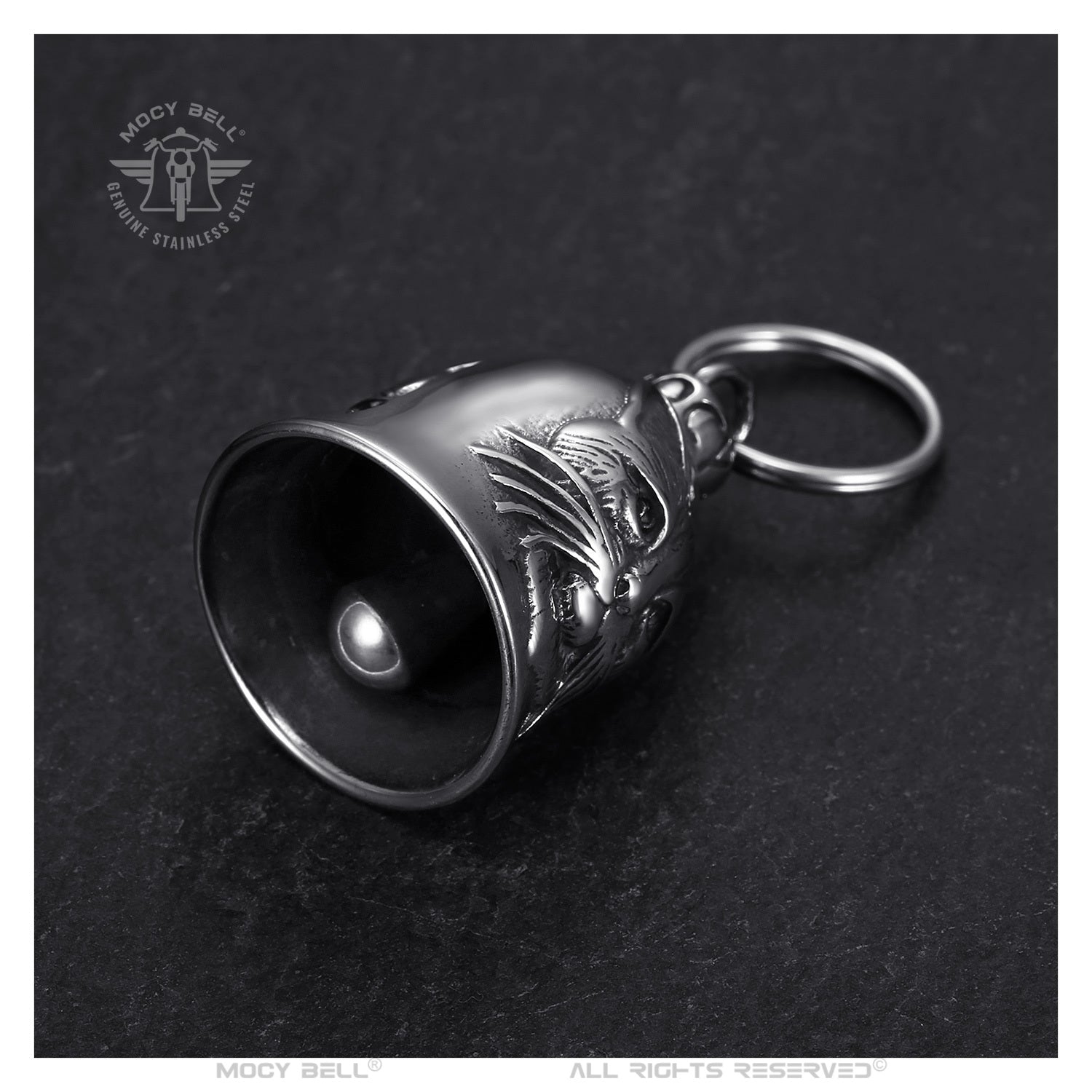 Clochette Moto Mocy Bell Chat - Porte-Bonheur en Acier Inoxydable