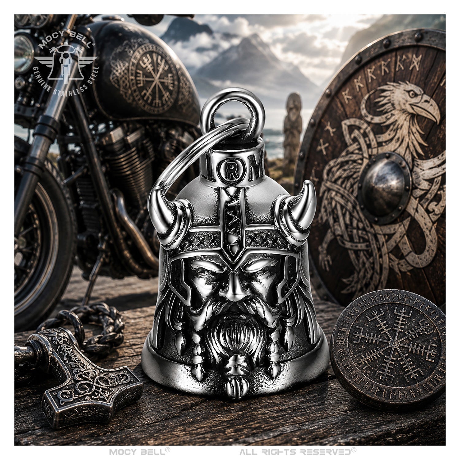 Clochette Moto Viking Spirit MocyBell - Guardian Bell Viking en Acier Inoxydable 316L