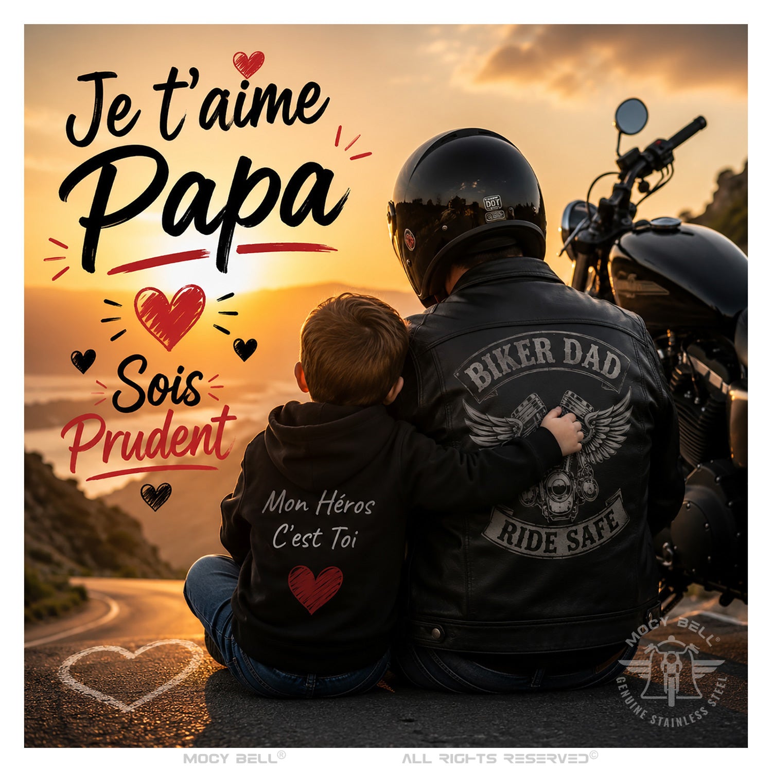 Clochette Moto Papa Motard - Je t'aime Papa, sois prudent