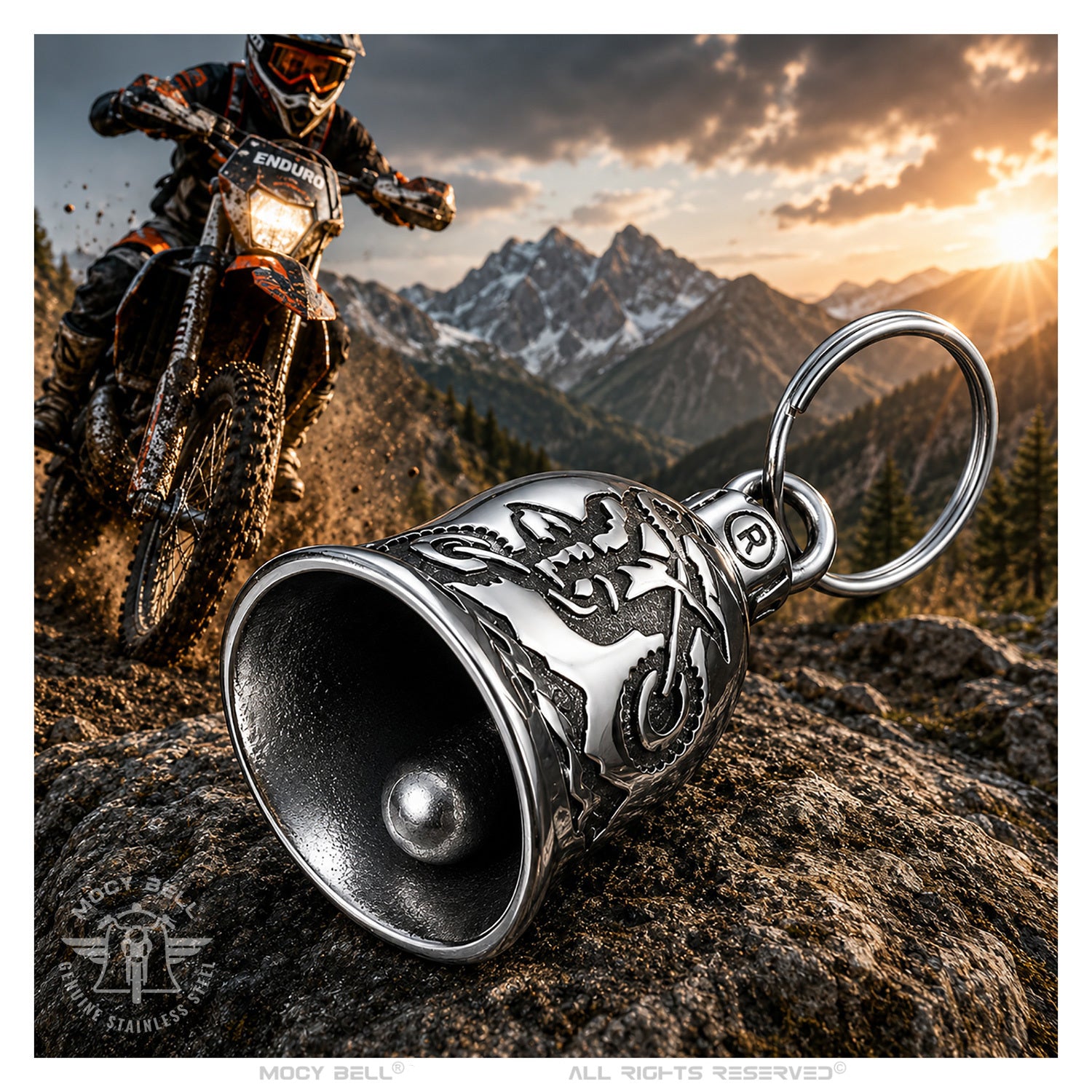Clochette Moto Enduro - Gremlin Bell Porte-Bonheur en Acier Inoxydable