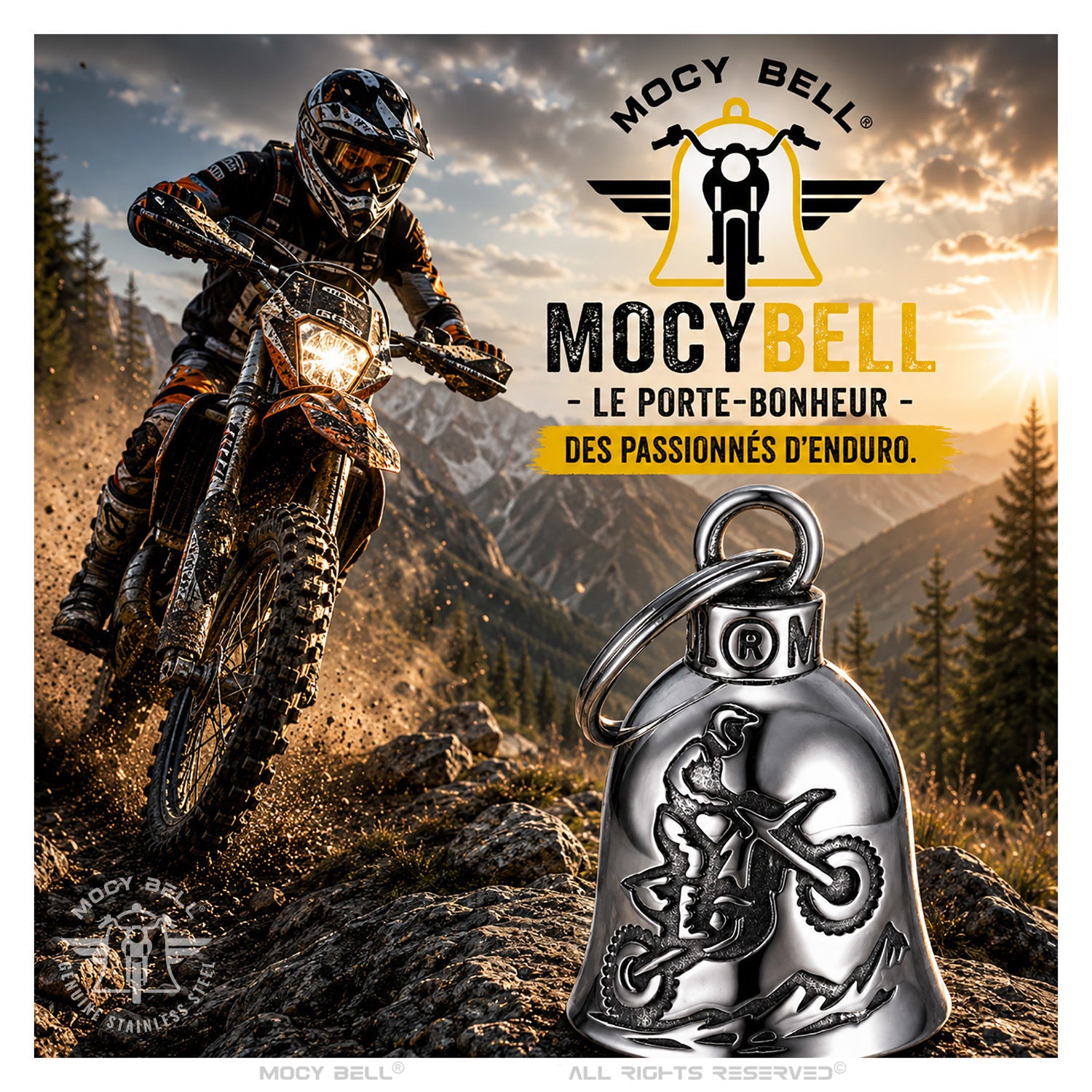Clochette Moto Enduro - Gremlin Bell Porte-Bonheur en Acier Inoxydable