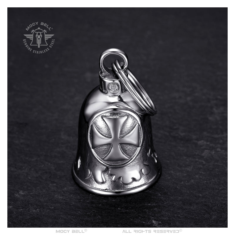 Motorcycle bell Templar cross Stainless steel Silver