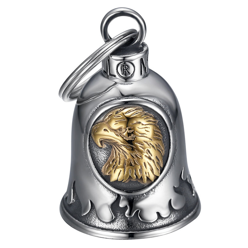 Motorcycle Bell Guardian Bell Eagle Head Stainless Steel Silver Gold