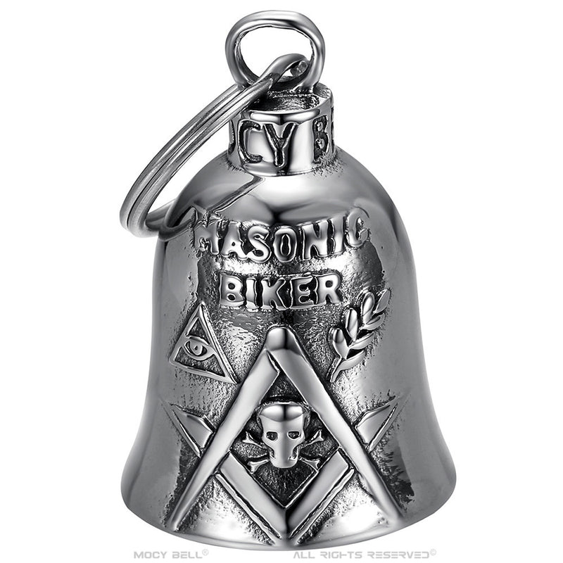 Motorcycle Bell Biker Freemason Stainless Steel Silver