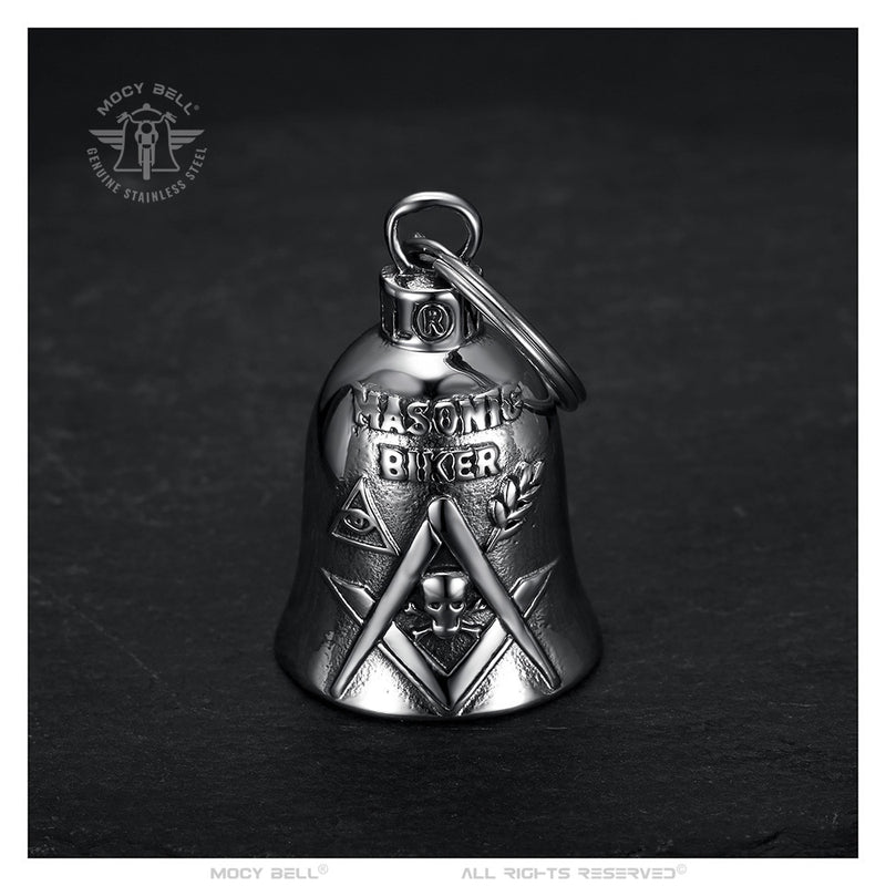 Motorcycle Bell Biker Freemason Stainless Steel Silver