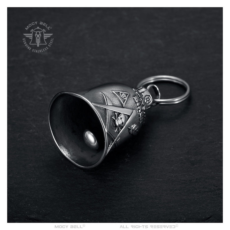 Motorcycle Bell Biker Freemason Stainless Steel Silver