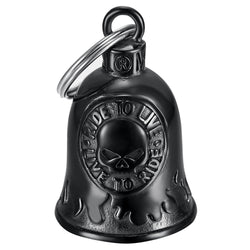 Skull Ride to Live Lucky Motorcycle Bell Stainless Steel Black