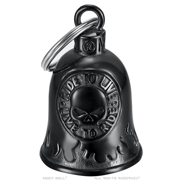 Skull Ride to Live Lucky Motorcycle Bell Stainless Steel Black