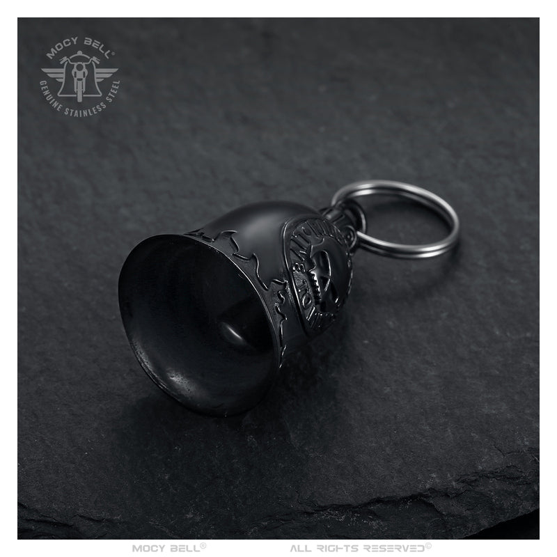 Skull Ride to Live Lucky Motorcycle Bell Stainless Steel Black