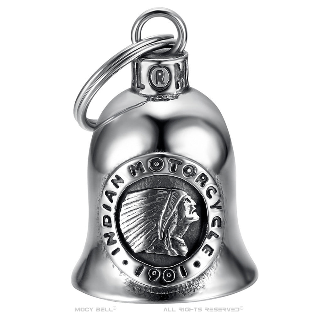 Guardian Bell Mocy Bell Indian Motorcycle, clochette moto en acier inoxydable, symbole de sécurité et tradition biker.
