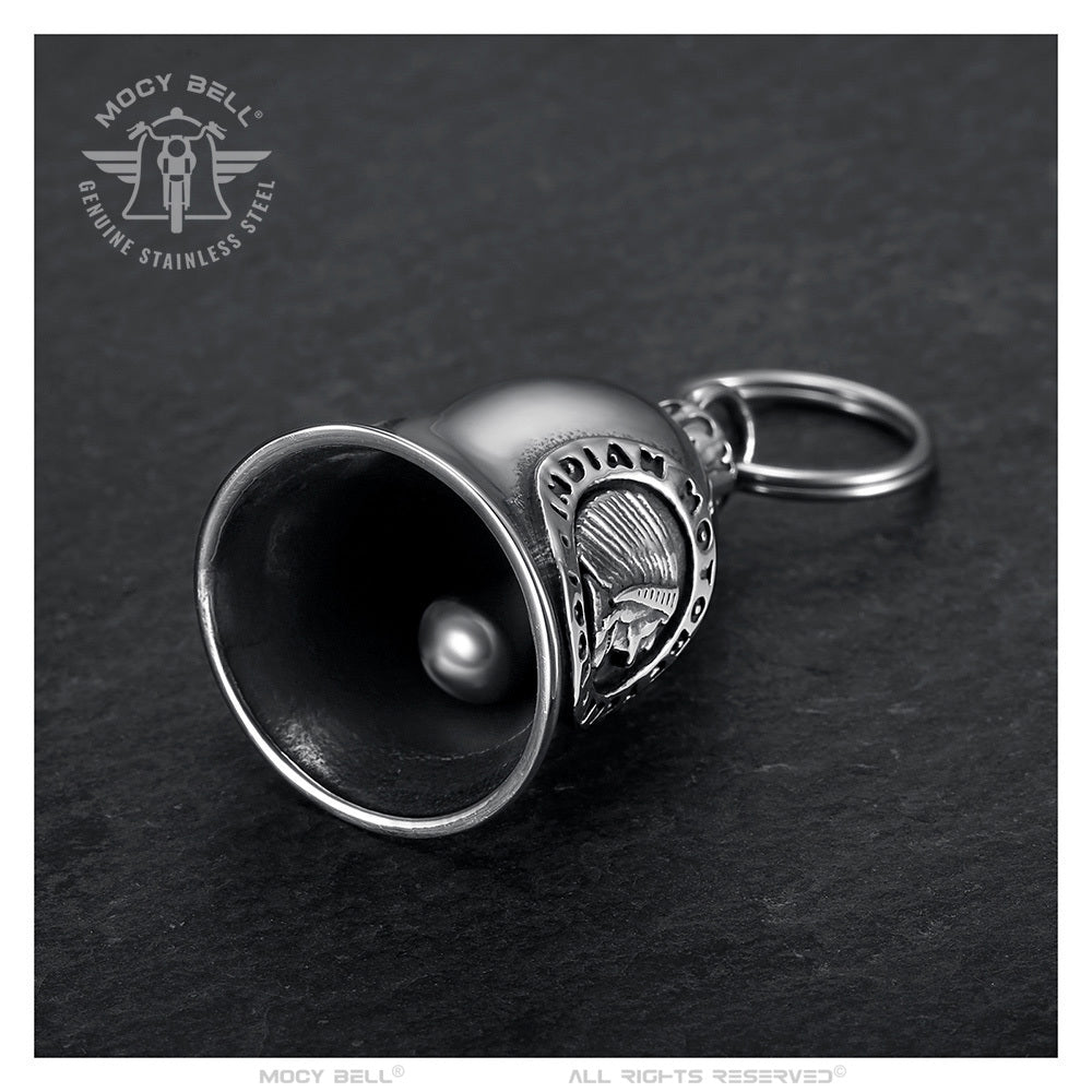 Porte-bonheur moto Indian Motorcycle Mocy Bell, acier inoxydable durable, protection et style authentique pour bikers.