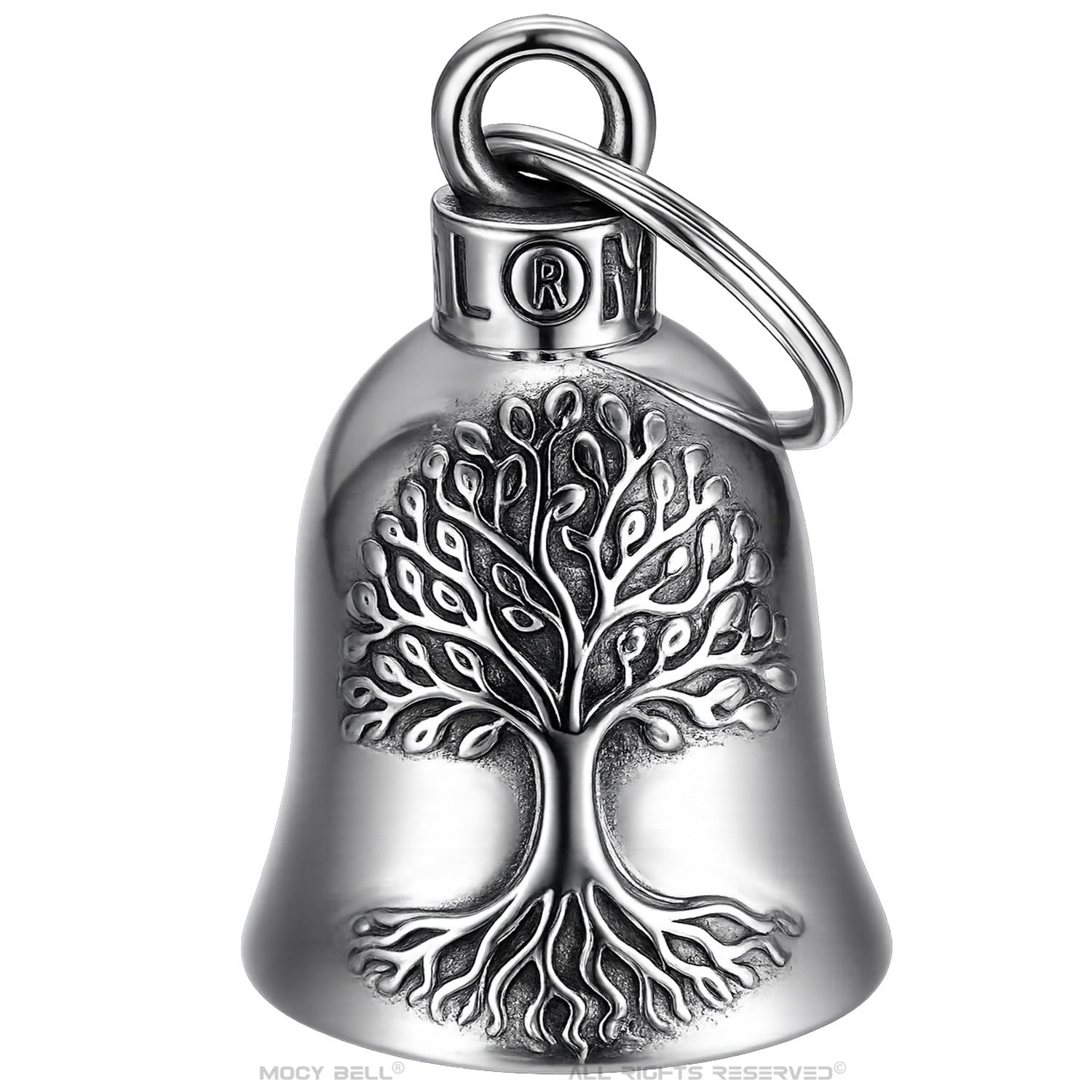 Clochette moto arbre de vie en acier inoxydable 316L symbole protection motard