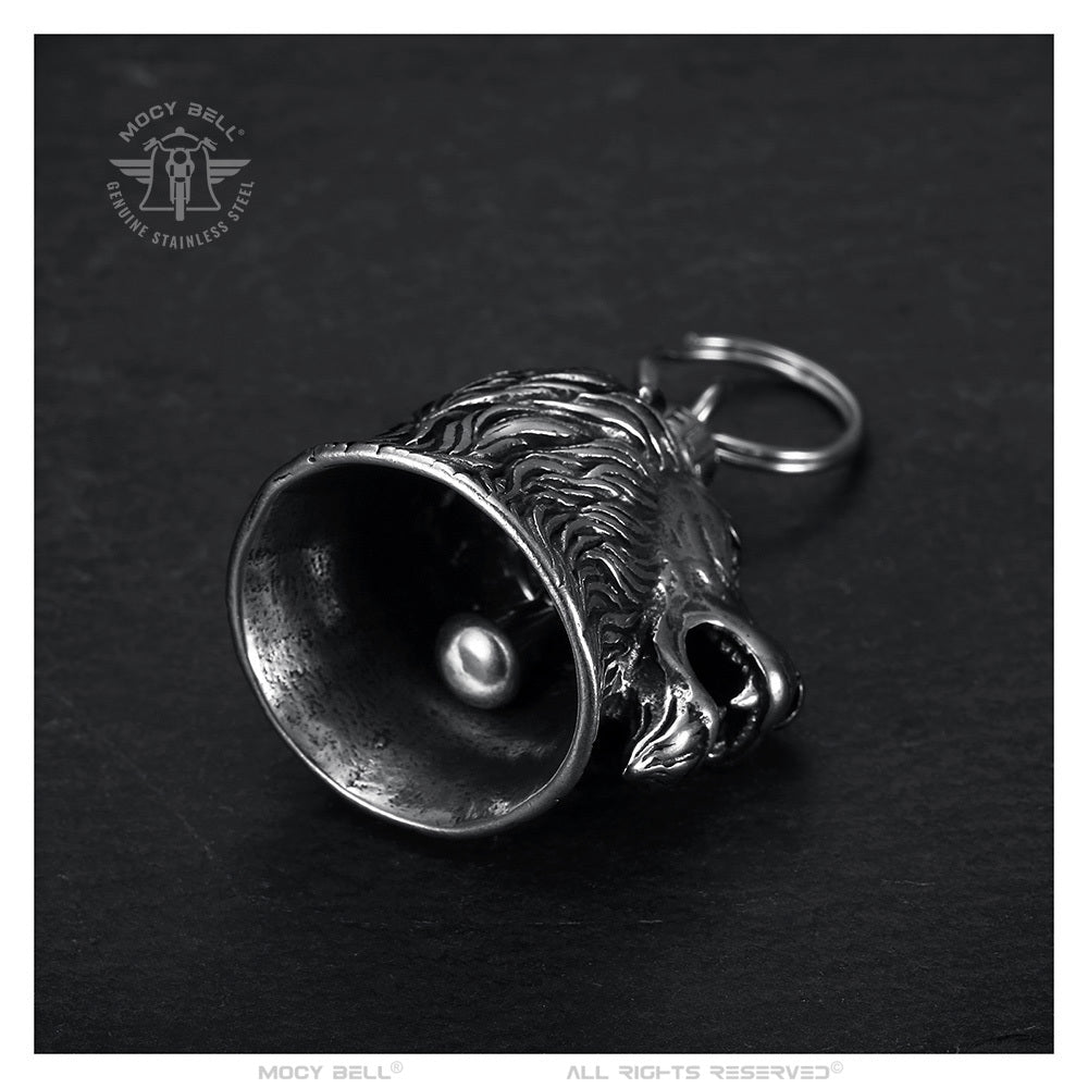 Clochette moto Tête de Lion Mocy Bell, porte-bonheur pour motards, résistante à la rouille et à la corrosion, cadeau idéal pour bikers