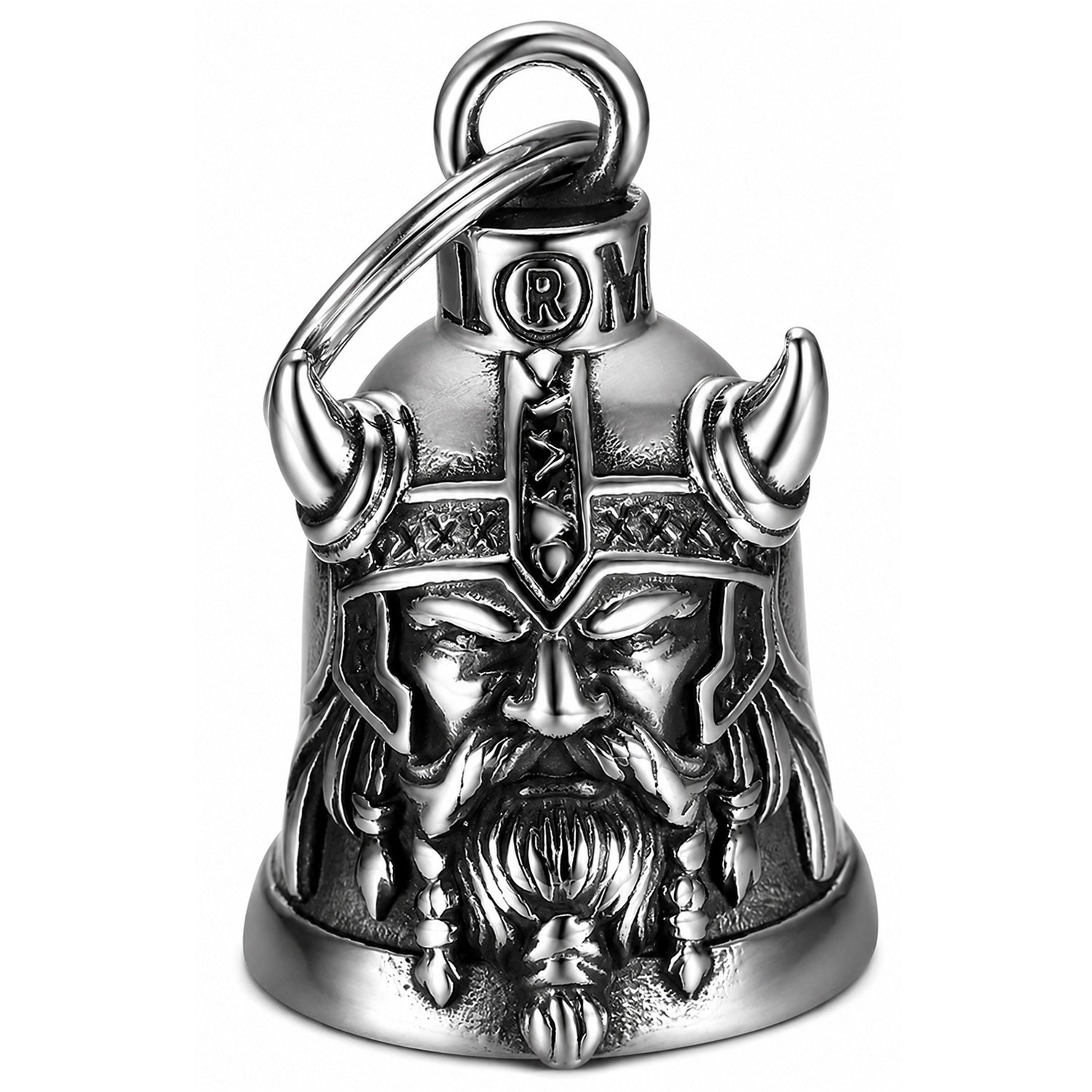 Clochette Moto Viking Gremlin Bell en acier inoxydable avec guerrier nordique en relief