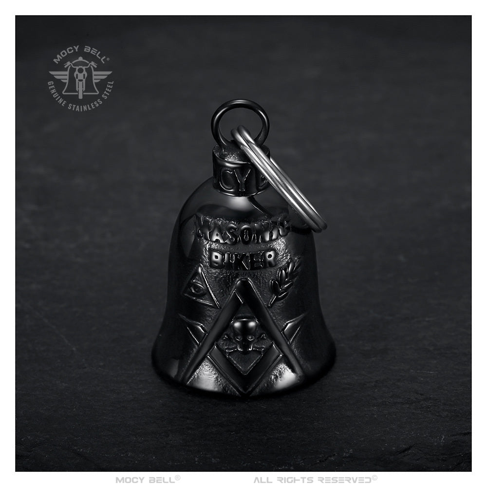 Guardian Bell Franc-Maçon en acier inoxydable 316L, robuste et durable, design mystique et élégant pour protéger votre moto des mauvais esprits
