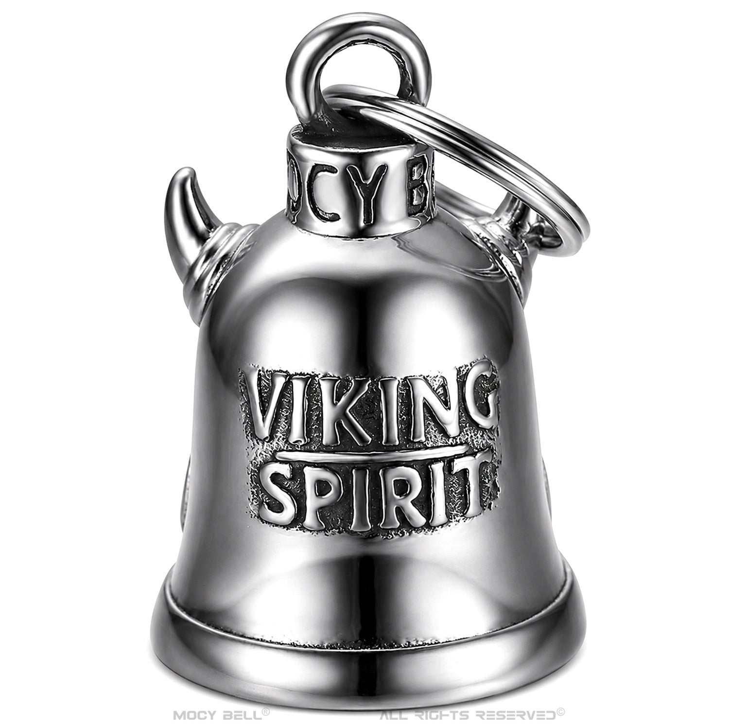 Dos de la Clochette Moto Viking avec inscription Viking Spirit en acier inoxydable